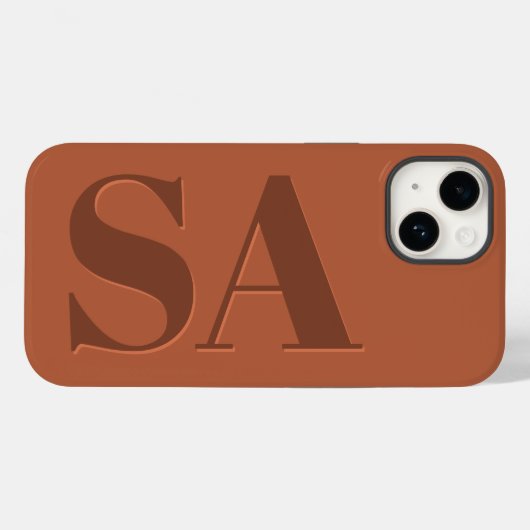 Modern terracotta initiaal miniem hedendaags Case-Mate iPhone case (Achterkant (horizontaal))