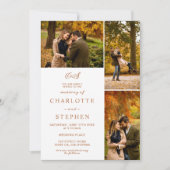 Modern terracotta initialen 4 foto's net bruiloft kaart (Voorkant)