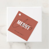 Modern terracotta kerstscript bedankjes labels (In situ)