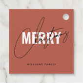 Modern terracotta kerstscript bedankjes labels (Achterkant)