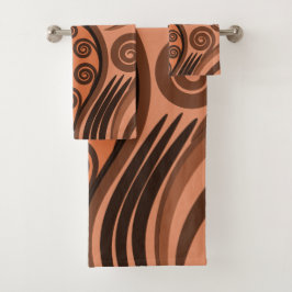 Modern Terracotta Koru Fern Frond Swirls Towel Set Bad Handdoek