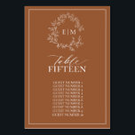 Modern Terracotta Leafy Crest Monogram Weddenschap Kaart<br><div class="desc">Creëer de perfecte receptie. We houden van dit moderne Terracotta Leafy Crest Monogram Wedding Table Number! Eenvoudig, elegant, en oh-zo-, hij is voorzien van een handgetekende leafy grot die een modern huwelijksmonogram omringt. Het is gepersonaliseerd in elegante typografie, en geaccentueerd met hand-briefed kalligrafie. Tot slot wordt het in een delicaat...</div>