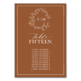 Modern Terracotta Leafy Crest Monogram Weddenschap Kaart
