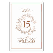 Modern Terracotta Leafy Crest Monogram Weddenschap Kaart (Achterkant)