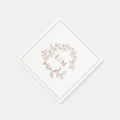 Modern Terracotta Leafy Crest Monogram Weddenschap Servet (Hoek)