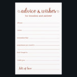 Modern Terracotta LGBTQ Wedding Advice en wenst<br><div class="desc">Deze eenvoudige, terracotta en witte, moderne, minimale, handgeschreven script LGBTQ Advice & Wishes lakens zijn perfect voor je vrijgezellenfeest, repetitief diner of bruiloft voor gasten om het gelukkige paar in te vullen. Mensen zullen graag de herinneringen krijgen - ze maken het zo makkelijk om liefhebbende woorden van advies en welwillendheid...</div>