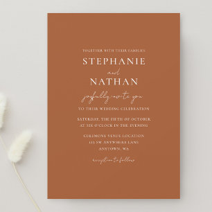 Modern Terracotta Minimalist Wedding Kaart