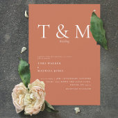 Modern Terracotta Monogram No Parents Wedding Inv Kaart