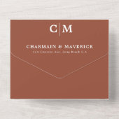 Modern Terracotta Monogram QR Code RSVP Weddenscha All In One Uitnodiging (Achterkant)