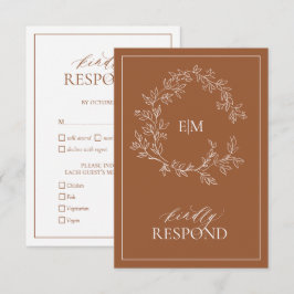 Modern Terracotta Monogram Wedding RSVP-kaart RSVP Kaartje