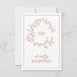 Modern Terracotta Monogram Wedding RSVP-kaart RSVP Kaartje