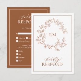 Modern Terracotta Monogram Wedding RSVP-kaart RSVP Kaartje