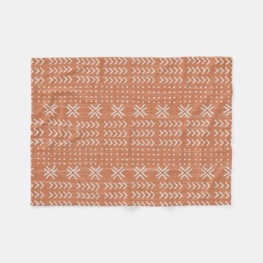 Modern Terracotta Mud Cloth African Pattern Fleece Deken (Voorkant (Horizontaal))