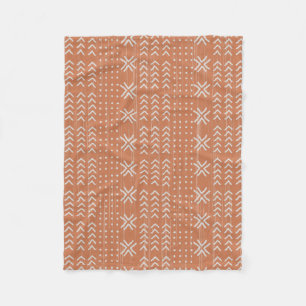 Modern Terracotta Mud Cloth African Pattern Fleece Deken
