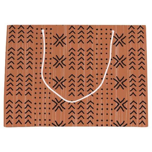 Modern Terracotta Mudcloth African Pattern Groot Cadeauzakje (Voorkant)