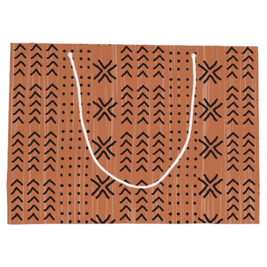 Modern Terracotta Mudcloth African Pattern Groot Cadeauzakje (Achterkant)