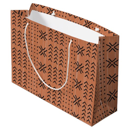 Modern Terracotta Mudcloth African Pattern Groot Cadeauzakje (Achterkant Gekanteld)