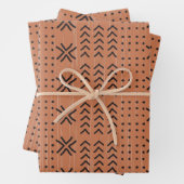 Modern Terracotta Mudcloth African Pattern Inpakpapier Vel (In situ)