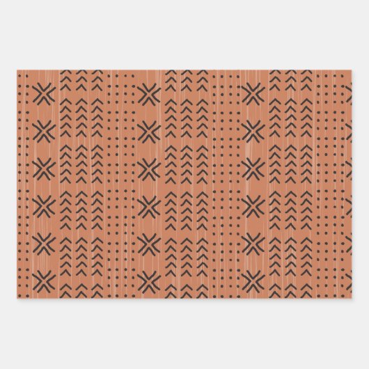 Modern Terracotta Mudcloth African Pattern Inpakpapier Vel (Voorkant)