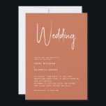 Modern Terracotta No Parents Wedding Invitation Kaart<br><div class="desc">Moderne trouwuitnodiging. Terracotta Geen ouders.</div>