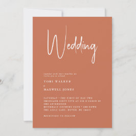 Modern Terracotta No Parents Wedding Invitation Kaart