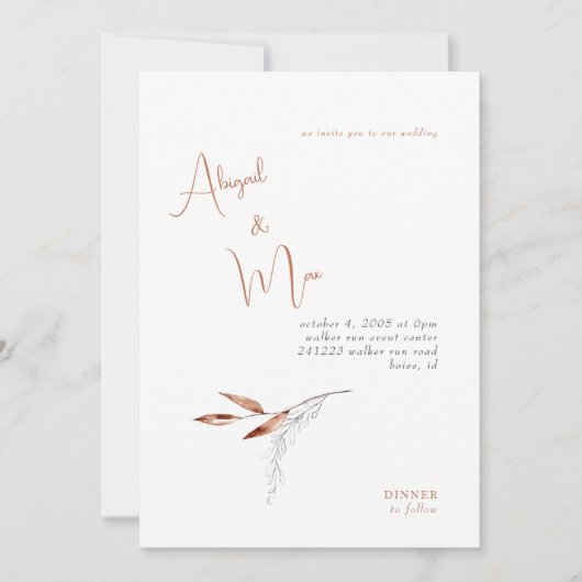 Modern Terracotta No Parents Wedding Kaart (Voorkant)