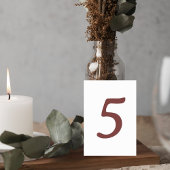Modern Terracotta Number Table Card Kaart