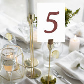Modern Terracotta Number Table Card Kaart