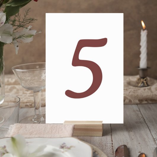 Modern Terracotta Number Table Card Kaart