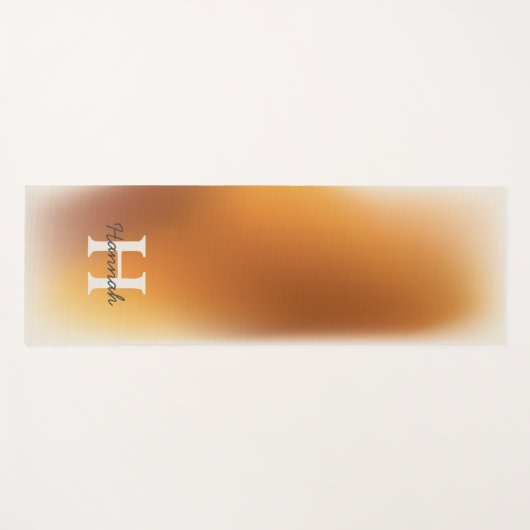 Modern Terracotta Ombre Gradient Mongram Script Yogamat (Voorkant (horizontaal))
