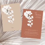 Modern Terracotta Orchids Floral Wedding Details Informatiekaartje<br><div class="desc">Moderne Terracotta Orchids Floral Wedding Details Enclosure Kaart Design,  op een elegante,  eenvoudige terracotta achtergrond,  met een fijne donkere donkere tak vol Witte Orchidee Flowers en Petals; naast Minimalistische Witte Tekst in een mooie moderne doopvont. The Sunday Collective © by Rachel Hannah Gee</div>