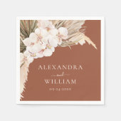 Modern Terracotta Pampas Grass Floral Wedding Servet (Voorkant)