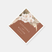 Modern Terracotta Pampas Grass Floral Wedding Servet (Hoek)