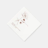Modern Terracotta Peony Flower Couple Monogram Servet (Hoek)