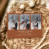 Modern Terracotta Photo Collage Monogram Weddensch Save The Date