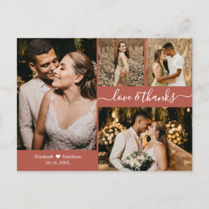 Modern Terracotta Photo Collage Wedding Hartelijk  Briefkaart