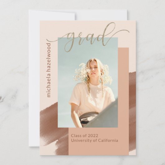Modern Terracotta Photo Graduation Party Kaart (Voorkant)