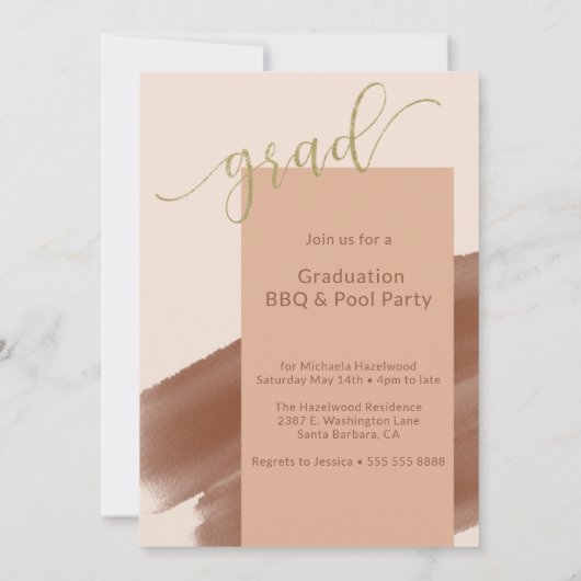 Modern Terracotta Photo Graduation Party Kaart (Achterkant)