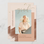 Modern Terracotta Photo Graduation Party Kaart (Voorkant / Achterkant)