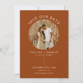 Modern Terracotta Photo Save Our Dates Invitations Kaart (Voorkant)