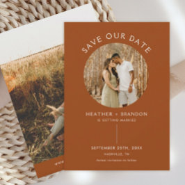 Modern Terracotta Photo Save Our Dates Invitations Kaart