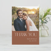 Modern Terracotta Photo Wedding Bedankkaart (Staand voorkant)