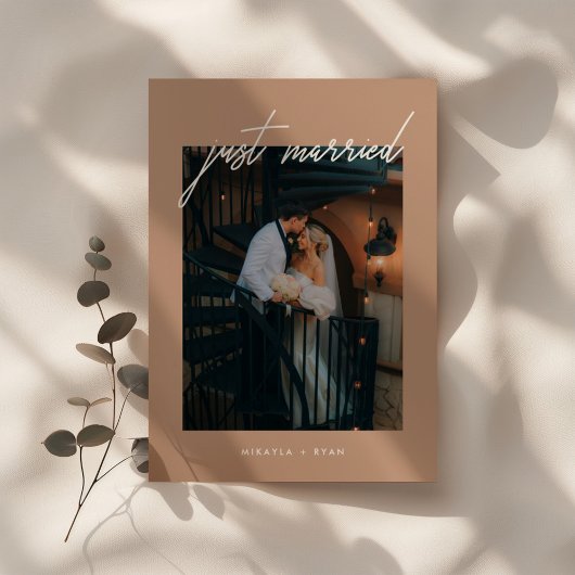 Modern Terracotta Photo Wedding Elopement Aankondiging