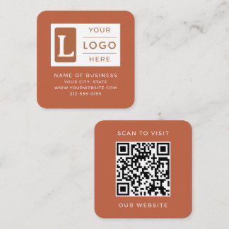 Modern Terracotta QR Code Minimalist Custom Logo Vierkante Visitekaartje