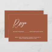 Modern Terracotta QR Code reserved seats wedding RSVP Kaartje (Voorkant / Achterkant)