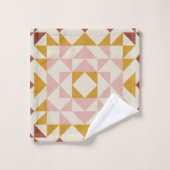 Modern Terracotta Quiltblok geometrisch patroon Bad Handdoek (Wasdoekje)