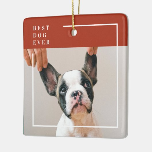 Modern Terracotta Red Best Dog Ever Photo  Keramisch Ornament (Links)
