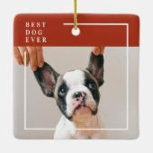 Modern Terracotta Red Best Dog Ever Photo  Keramisch Ornament (Achterkant)