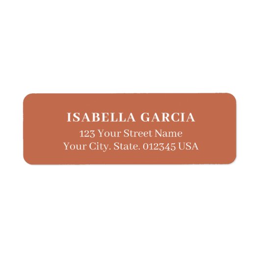 Modern Terracotta Return Address Label (Voorkant)