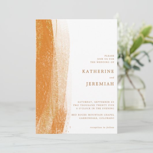 Modern Terracotta Rust Gold Foil Boho Wedding Kaart (Staand voorkant)